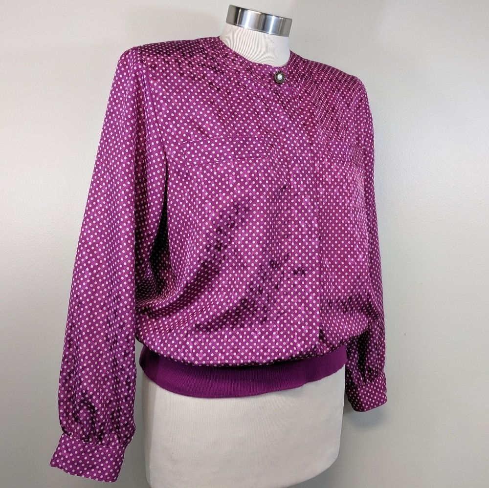 Vintage 80's Polka Dot Cropped Blouse